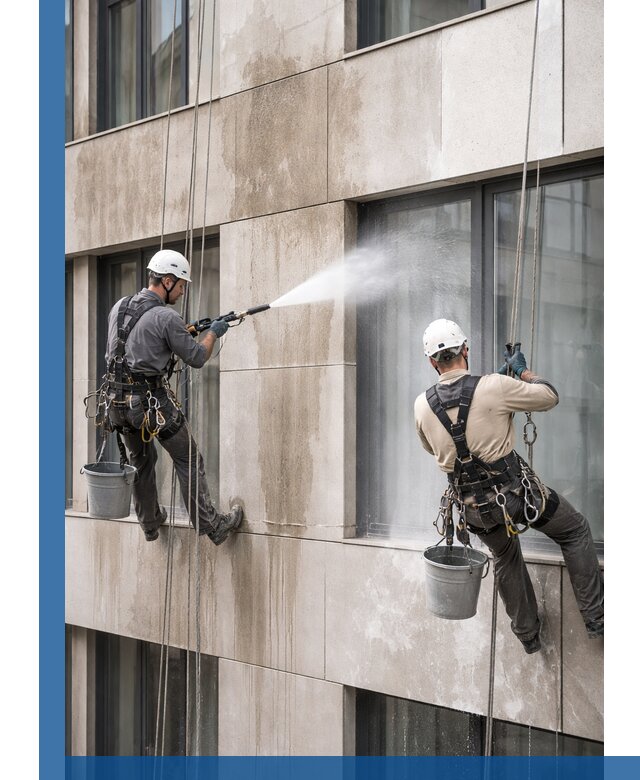 Послестроительная мойка фасада промышленным альпинизмом в Моршанске