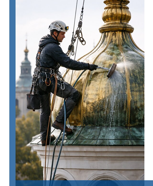 Профессиональная мойка куполов и шпилей высотными альпинистами в Моршанске