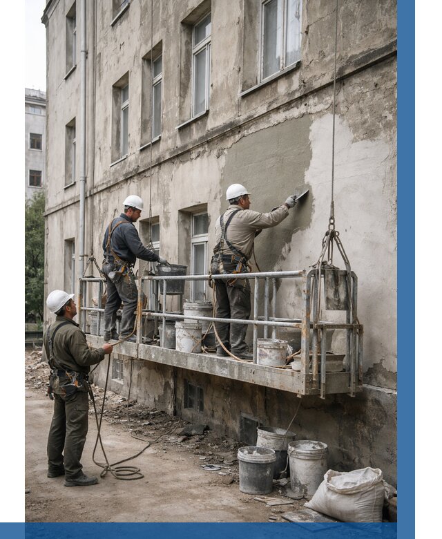 Капитальный ремонт фасада в Моршанске от 4362 р. | ВЫСОТНИК-Мрш