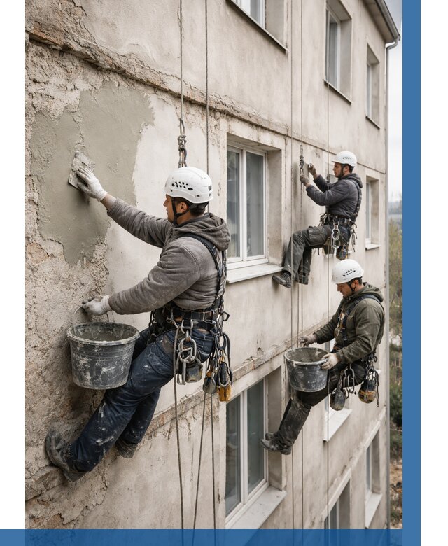 Ремонт штукатурного фасада в Моршанске от 779 р. под ключ | ВЫСОТНИК-Мрш