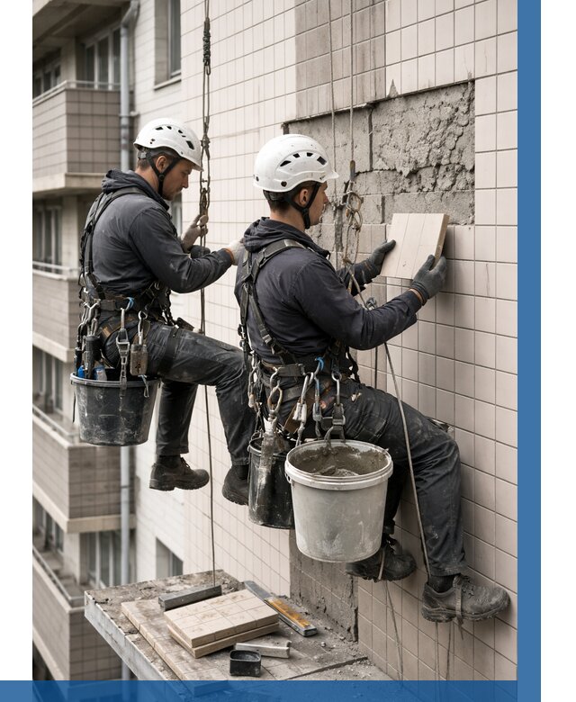 Ремонт облицовки фасада плиткой в Моршанске от 1869 р. | ВЫСОТНИК-Мрш