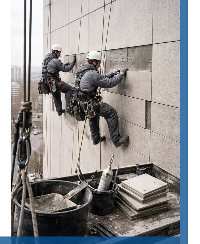 Ремонт фасада из керамогранита в Моршанске от 2596 р. | ВЫСОТНИК-Мрш