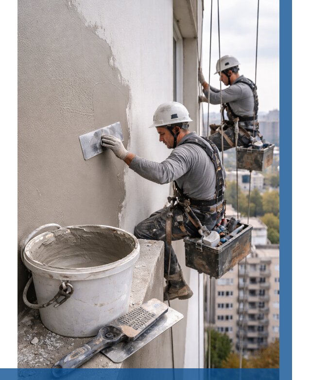 Шпаклевка фасада на высоте в Моршанске от 727 р. | ВЫСОТНИК-Мрш