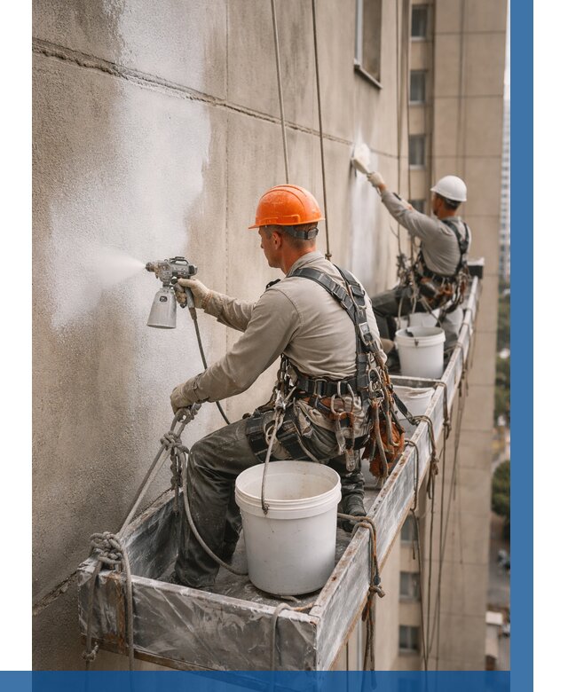 Грунтовка фасада на высоте в Моршанске от 125 р. | ВЫСОТНИК-Мрш