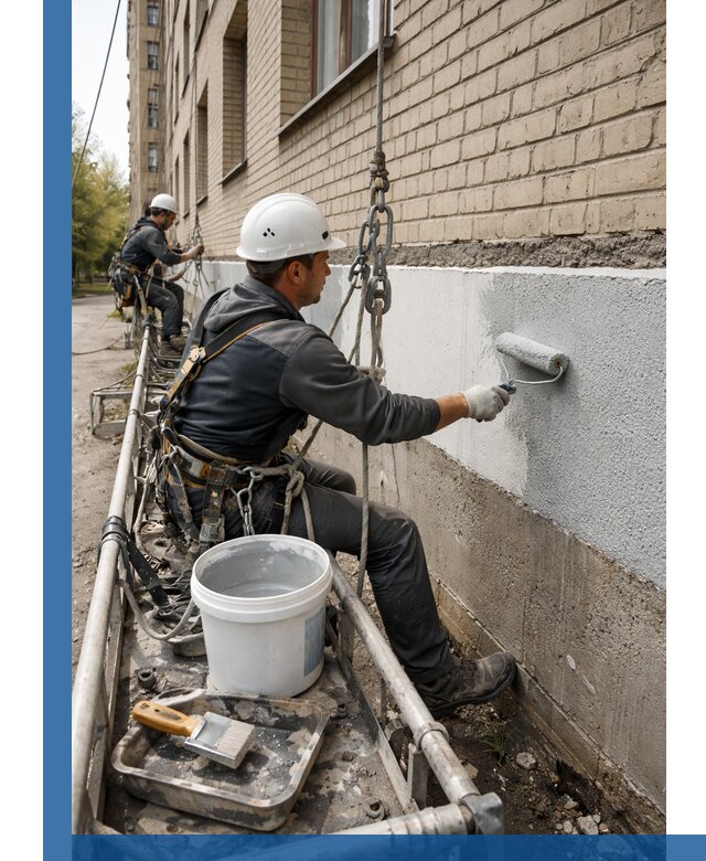 Окраска цоколя здания в Моршанске профессионально и надежно