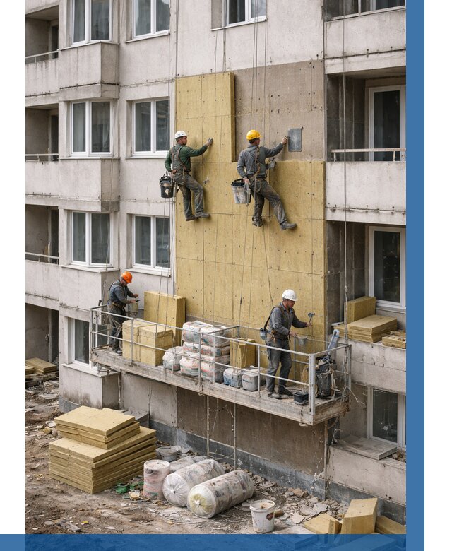 Утепление фасада минватой в Моршанске от 1558 р. | ВЫСОТНИК-Мрш