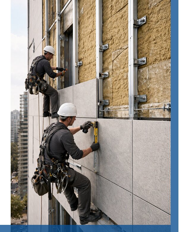 Монтаж вентилируемого фасада в Моршанске от 3635 р. | ВЫСОТНИК-Мрш