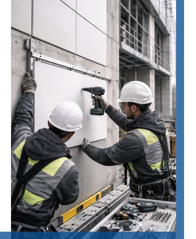 Монтаж композитных панелей фасада в Моршанске от 2596 р. | ВЫСОТНИК-Мрш