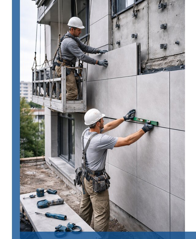 Монтаж керамогранита на фасад в Моршанске под ключ с гарантией качества