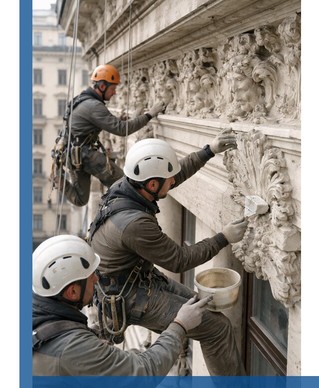 Реставрация фасадной лепнины с высотными работами в Моршанске