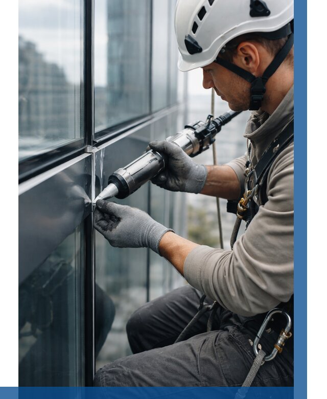 Герметизация стыков витража в Моршанске от 1246 р. | ВЫСОТНИК-Мрш