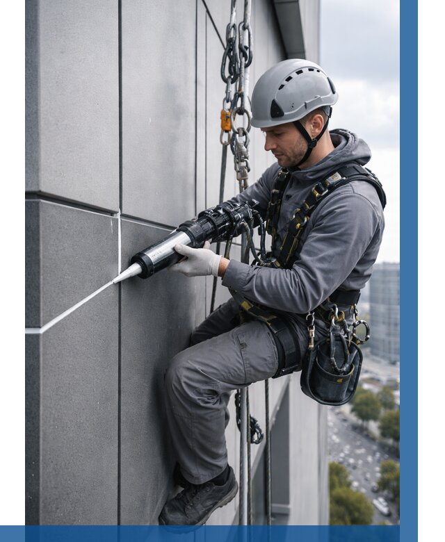 Герметизация стыков фасадных панелей в Моршанске от 6750 р.| ВЫСОТНИК-Мрш