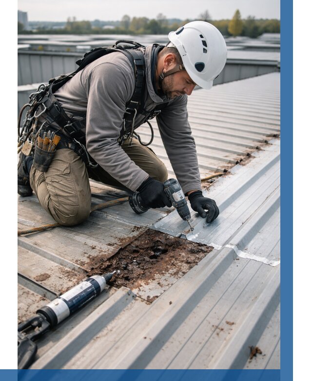 Ремонт профнастила на кровле в Моршанске от 727 р. | ВЫСОТНИК-Мрш