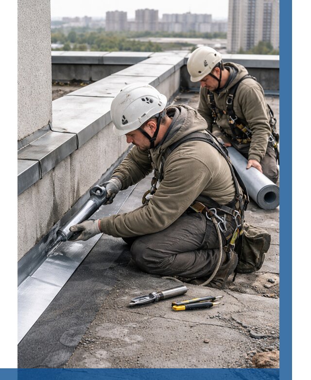 Ремонт кровельных примыканий в Моршанске от 1246 р. | ВЫСОТНИК-Мрш