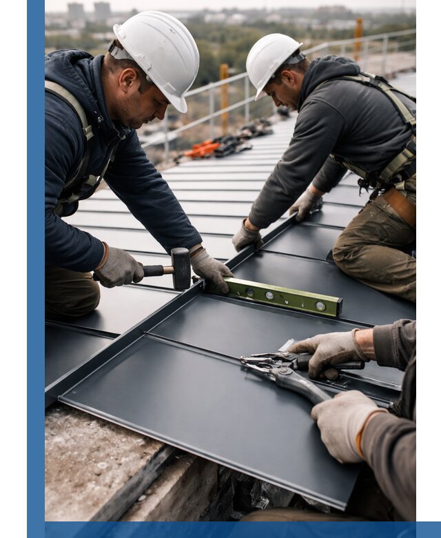 Монтаж фальцевой кровли в Моршанске для промышленных зданий