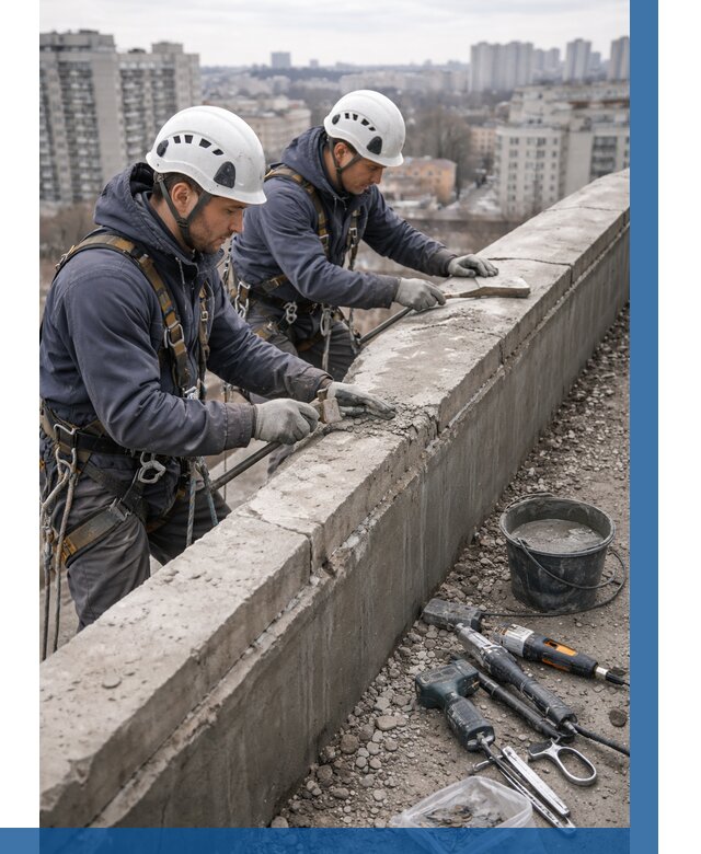 Ремонт парапета на кровле в Моршанске от 1558 р. | ВЫСОТНИК-Мрш