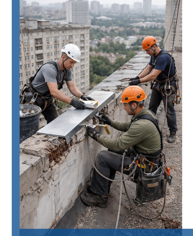 Ремонт парапета на кровле в Моршанске, высотные работы с гарантией