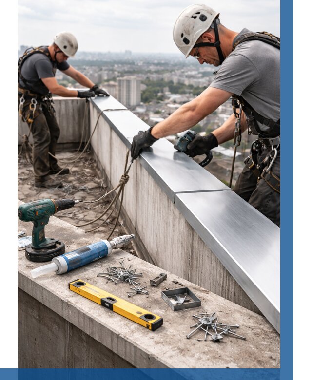 Монтаж парапетных крышек в Моршанске от 831 р. | ВЫСОТНИК-Мрш