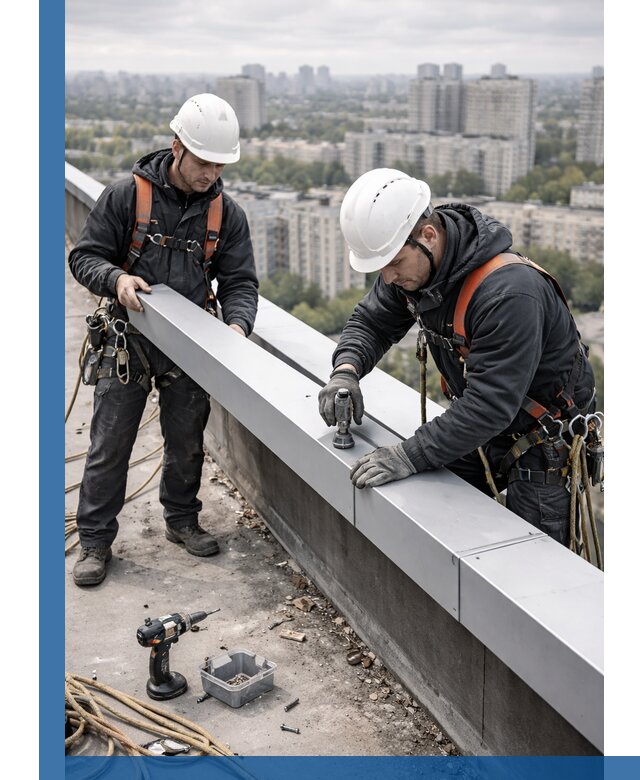 Монтаж парапетных крышек и ограждений кровли в Моршанске