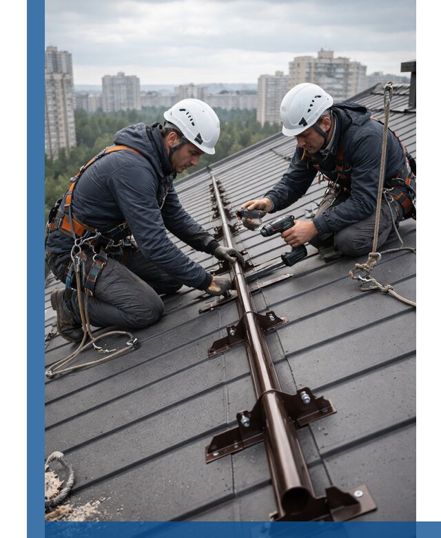 Монтаж снегозадержателей на кровле зданий в Моршанске под ключ