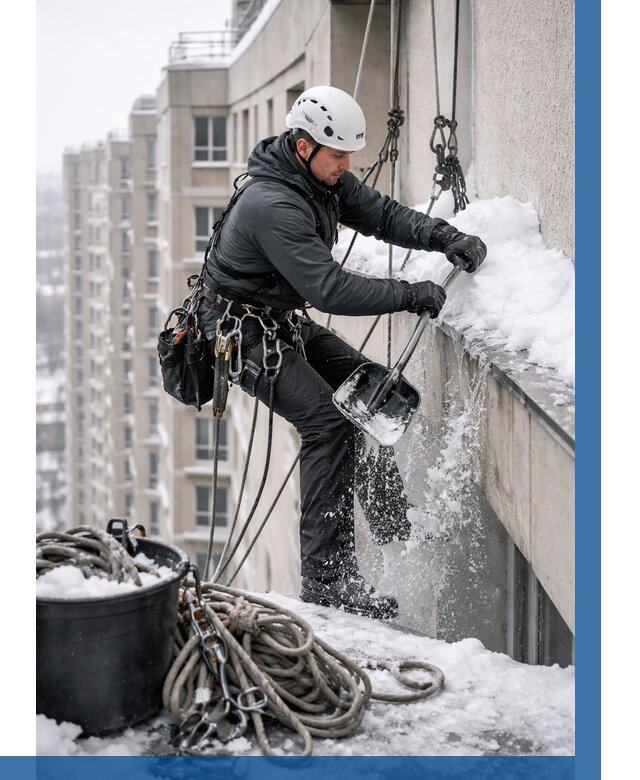 Очистка карнизов от снега в Моршанске от 312 р. | ВЫСОТНИК-Мрш