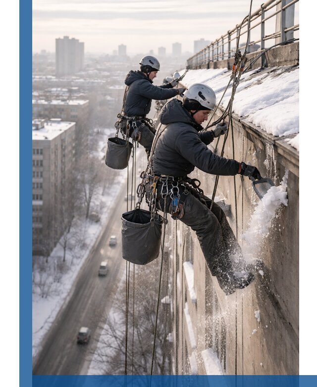 Очистка карнизов от снега в Моршанске профессионально и безопасно