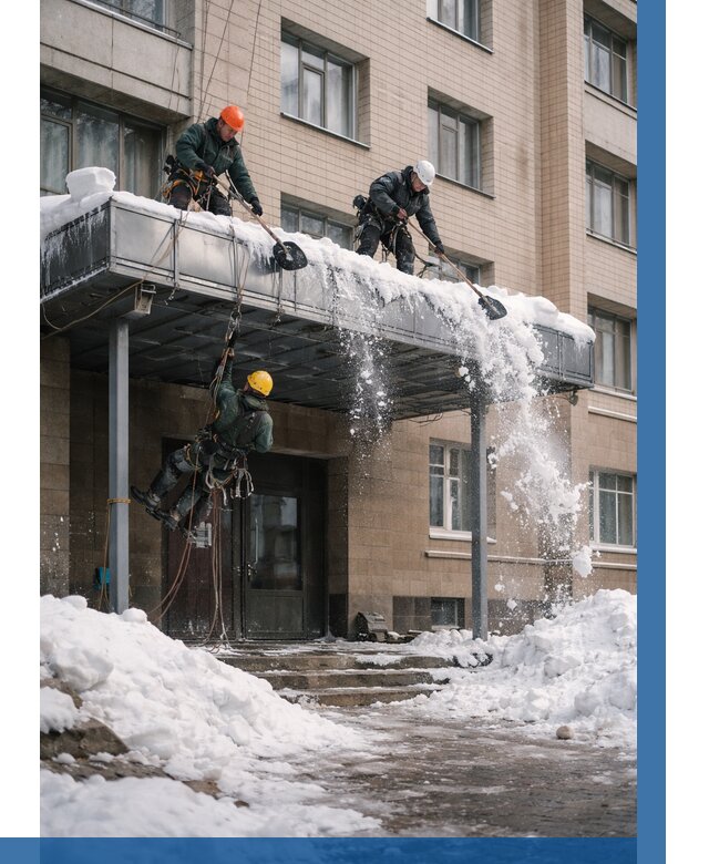 Очистка козырьков от снега в Моршанске от 3635 р. | ВЫСОТНИК-Мрш