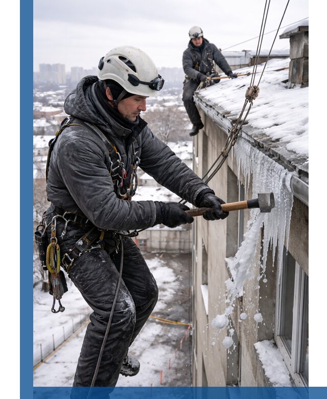 Сбивание и удаление сосулек с крыши в Моршанске безопасно