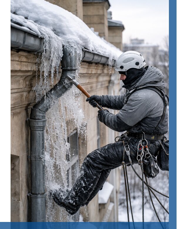 Очистка водостоков от льда в Моршанске от 3635 р. | ВЫСОТНИК-Мрш