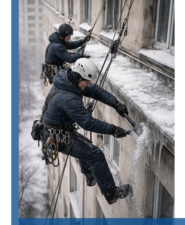 Удаление наледи и сосулек с карнизов в Моршанске профессионально