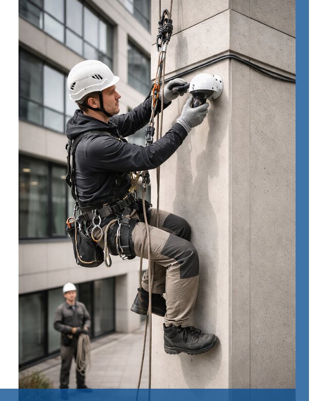 Монтаж камер видеонаблюдения на фасаде в Моршанске от 8827 р.-ВЫСОТНИК-Мрш