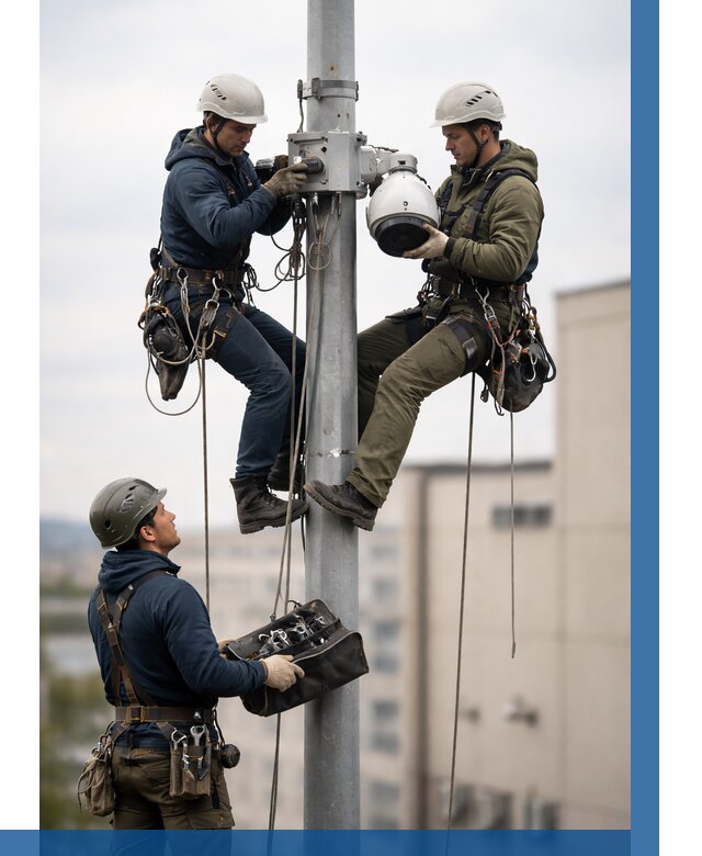 Установка видеокамер на мачте в Моршанске от 8827 р. | ВЫСОТНИК-Мрш