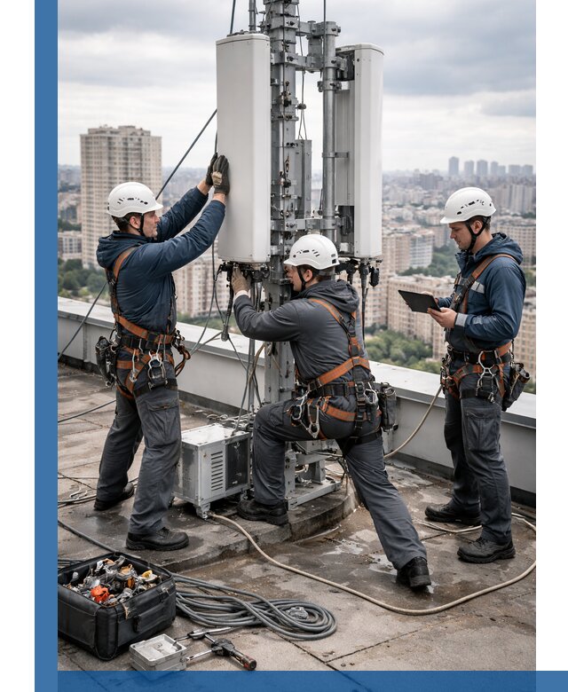 Монтаж антенн связи на крыше в Моршанске с вводом в эксплуатацию