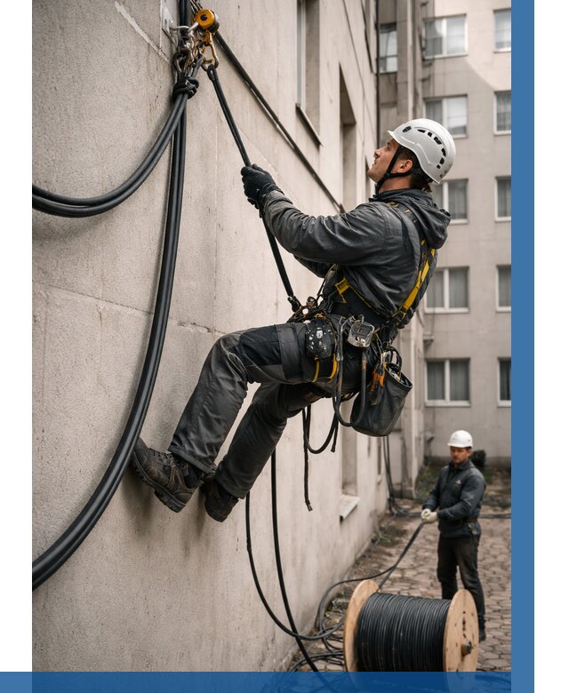 Протяжка кабеля питания на высоте в Моршанске от 467 р. | ВЫСОТНИК-Мрш