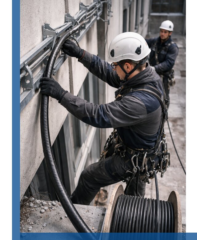 Протяжка кабеля питания на высоте в Моршанске с гарантией безопасности и качества