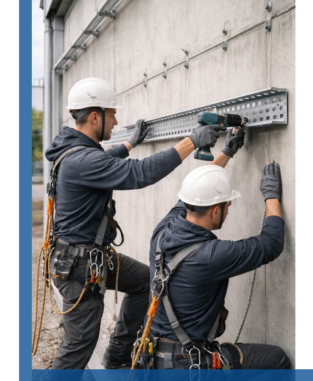 Монтаж кабельных лотков на фасаде зданий в Моршанске с гарантией