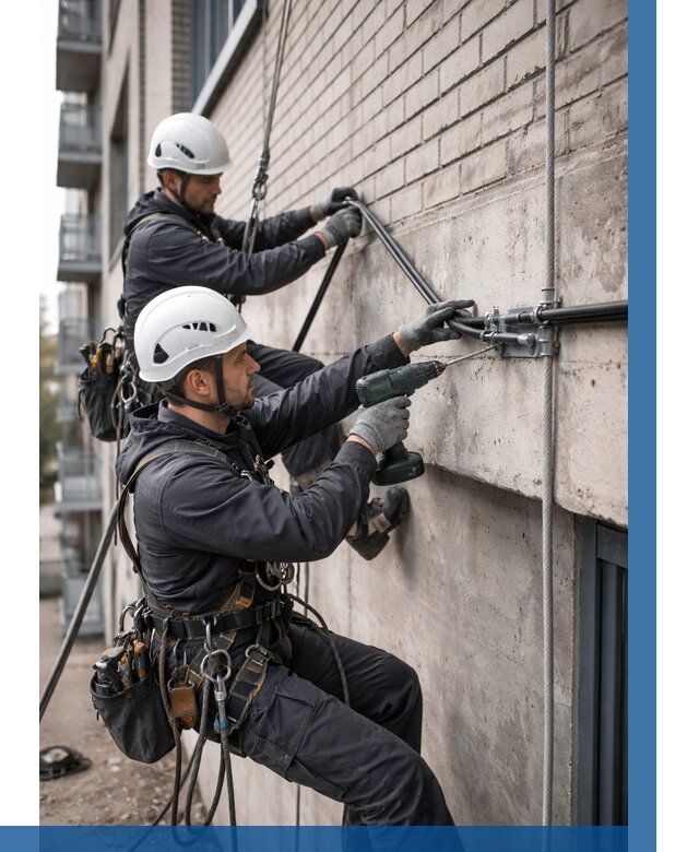 Крепление кабеля на фасаде в Моршанске от 363 р. | ВЫСОТНИК-Мрш