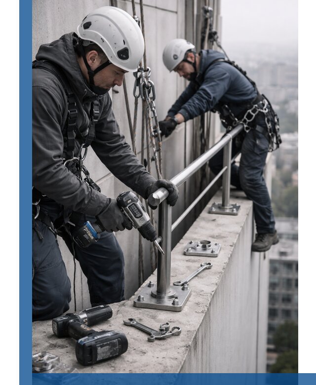 Монтаж перил на высоте в Моршанске для жилых и промобъектов