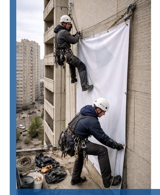 Профессиональный монтаж баннеров на фасаде в Моршанске