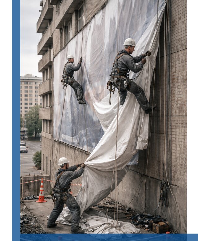 Демонтаж баннеров с фасада в Моршанске оперативно и безопасно
