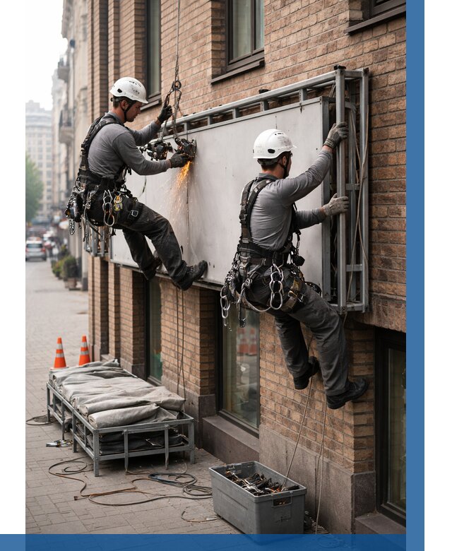 Демонтаж рекламной вывески в Моршанске от 6750 р. | ВЫСОТНИК-Мрш