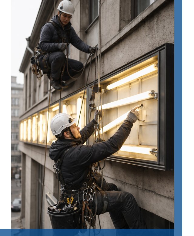 Замена ламп в вывеске в Моршанске под ключ от 3635 р. | ВЫСОТНИК-Мрш