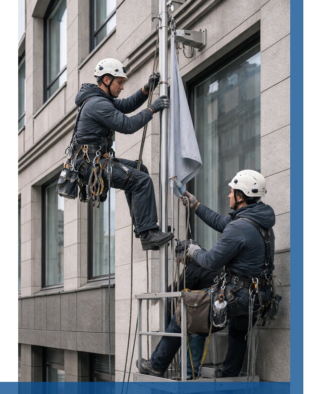 Установка флагов на фасаде в Моршанске от 4673 р. | ВЫСОТНИК-Мрш