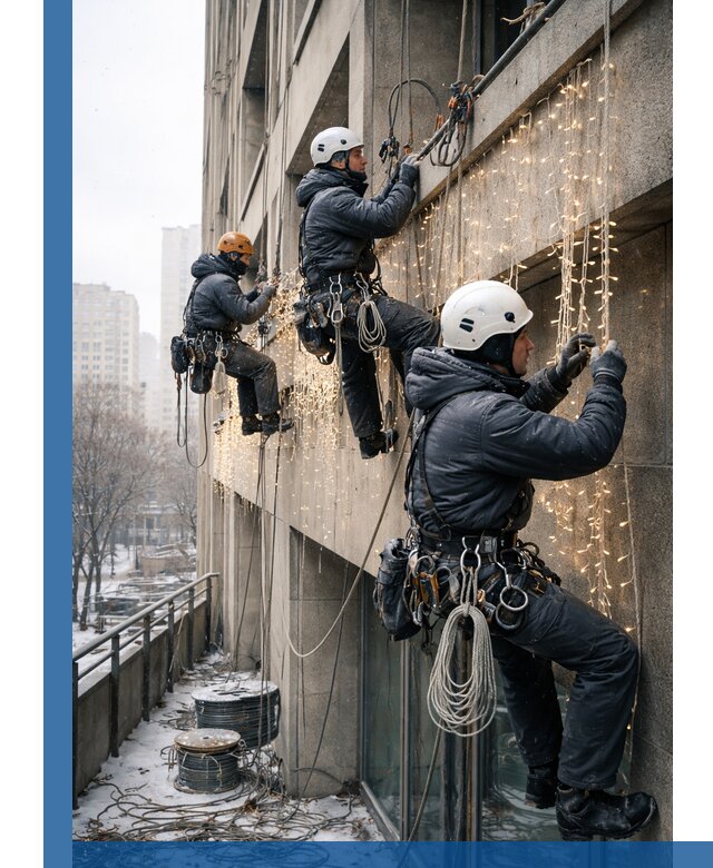 Монтаж новогодней иллюминации и украшение фасадов в Моршанске