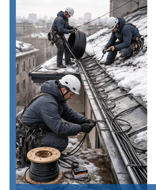 Монтаж греющего кабеля на кровле в Моршанске под ключ