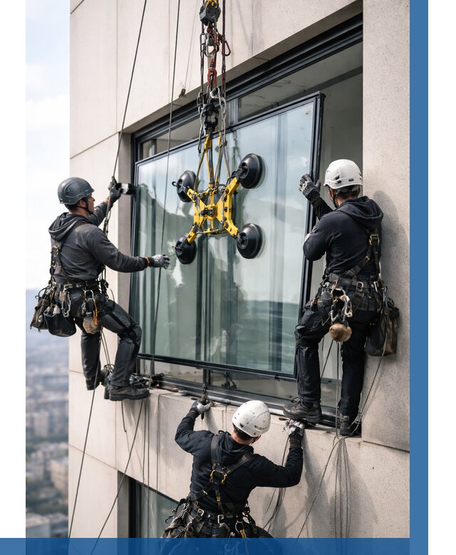 Монтаж стеклопакетов на высоте в Моршанске от 3323 р. | ВЫСОТНИК-Мрш