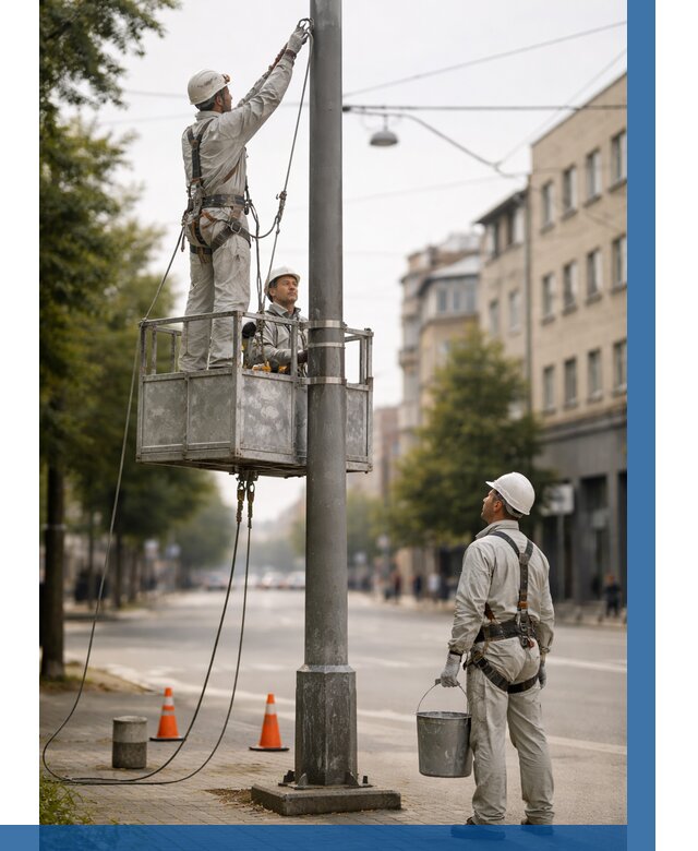 Покраска опор освещения в Моршанске от 5193 р. | ВЫСОТНИК-Мрш