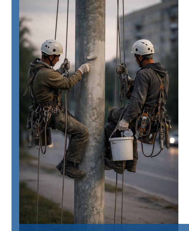 Покраска опор освещения и антикоррозийная защита в Моршанске