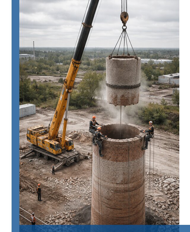 Демонтаж дымовой трубы в Моршанске с гарантиями безопасности