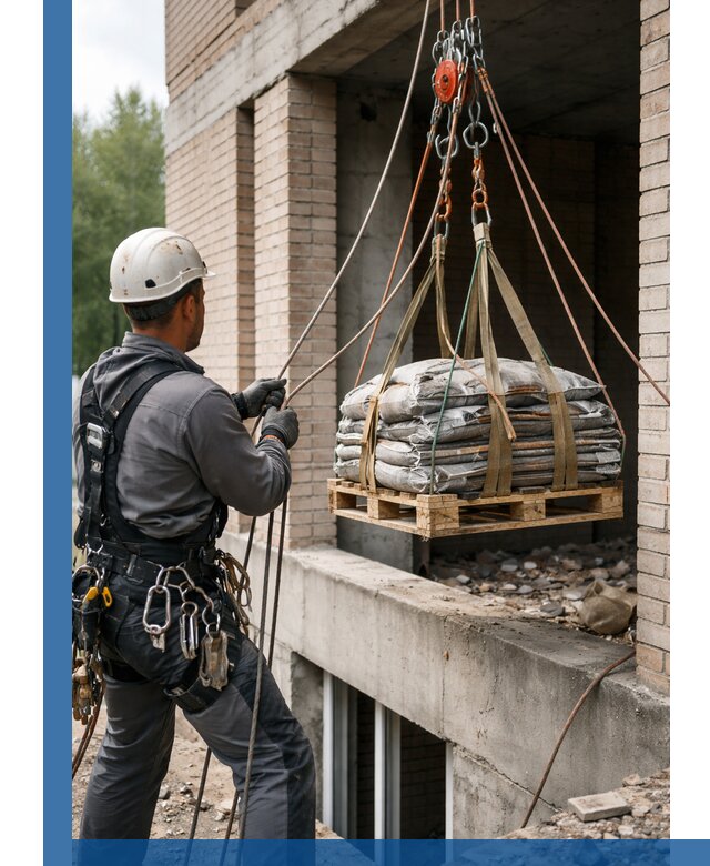 Подъем материалов на этаж веревками в Моршанске оперативно